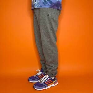Vintage Y2K Adidas Sweatpants Mens L Grey Cotton Joggers Climawarm Black Logo